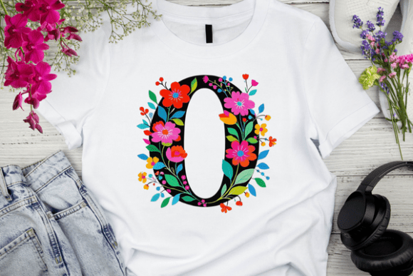 Black Letter O with Floral Decoration: A Modern Take on a Classic Style