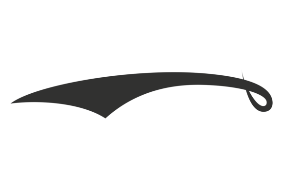 Black Letter Tail: Retro Swoosh & Curled Decorative Element